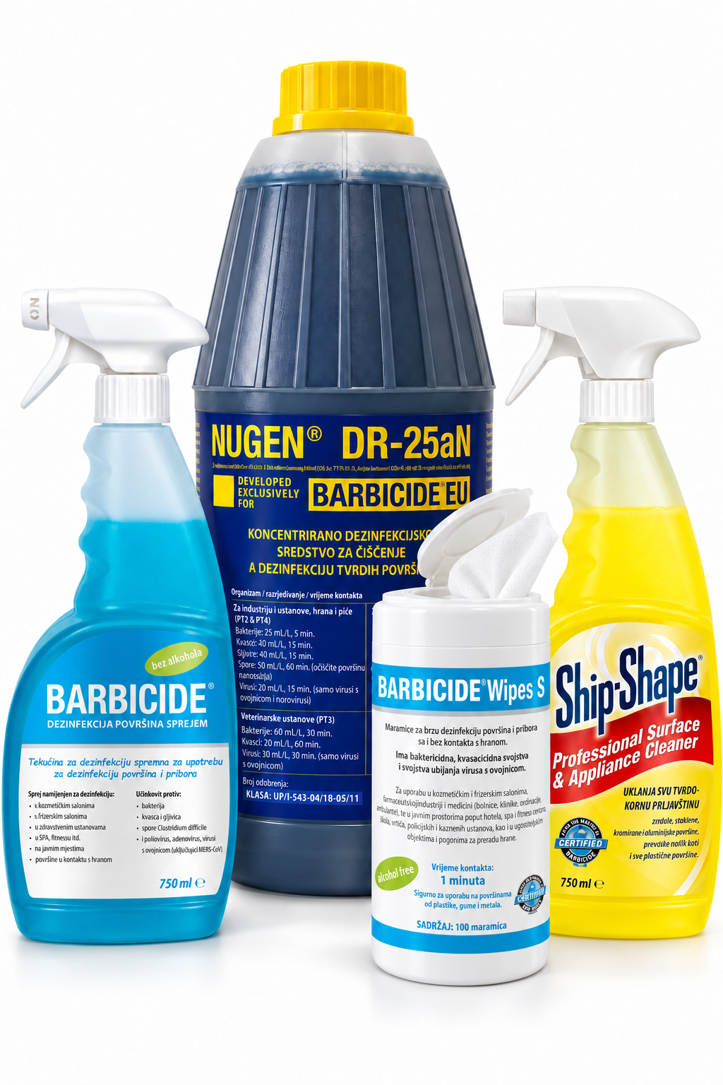 Barbicide koncentrat 1900 ml, RTU sprej, Ship-Shape i Wipes S maramice